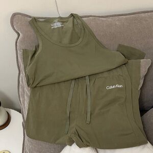 Calvin Klein Khaki Tank and Shorts Set
